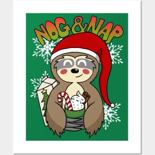 Sloth Eggnog and Nap Time! Posters and Art